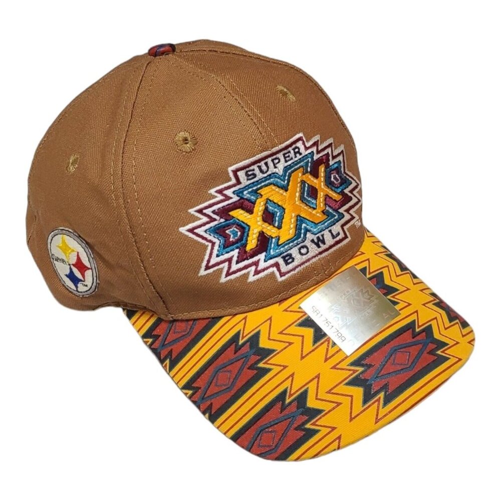 Vintage 90's Logo Athletic Super Bowl 30 XXX Aztec Snapback Hat Cap Steelers